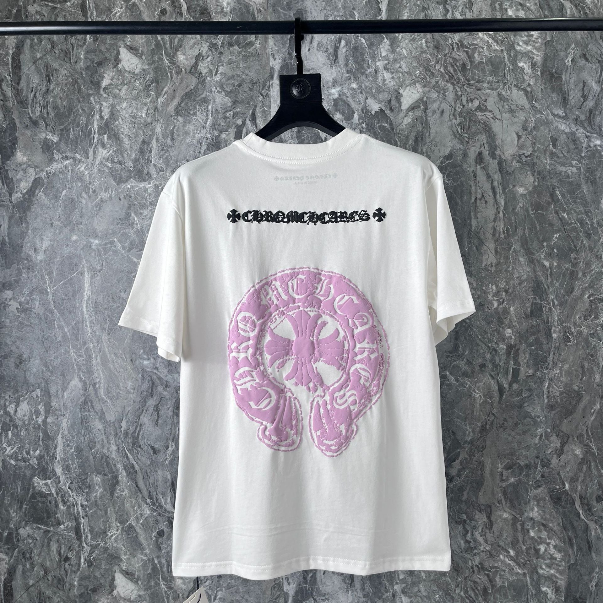 Chrome Heart T Shirts Chrome Hearts Pink Sanskrit Short Sleeve T-Shirt