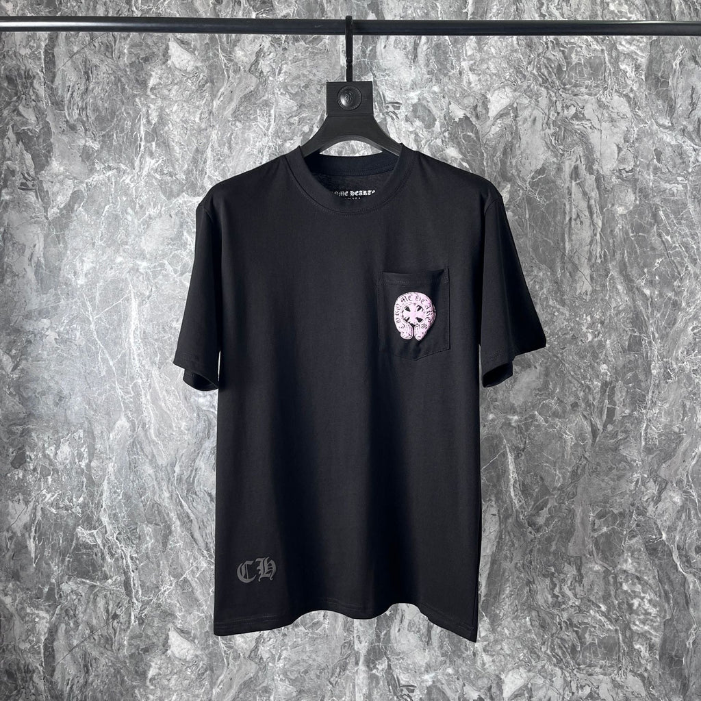 Chrome Heart T Shirts Pink Sanskrit Leather Short Sleeve T-Shirt