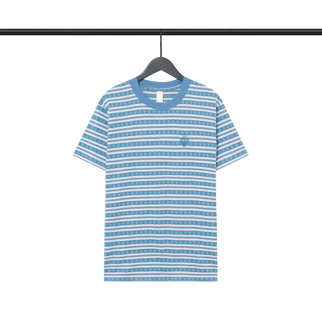 Chrome Heart T Shirts Poison Home Stripe Jacquard Embroidery Short Sleeve Couple T-Shirt
