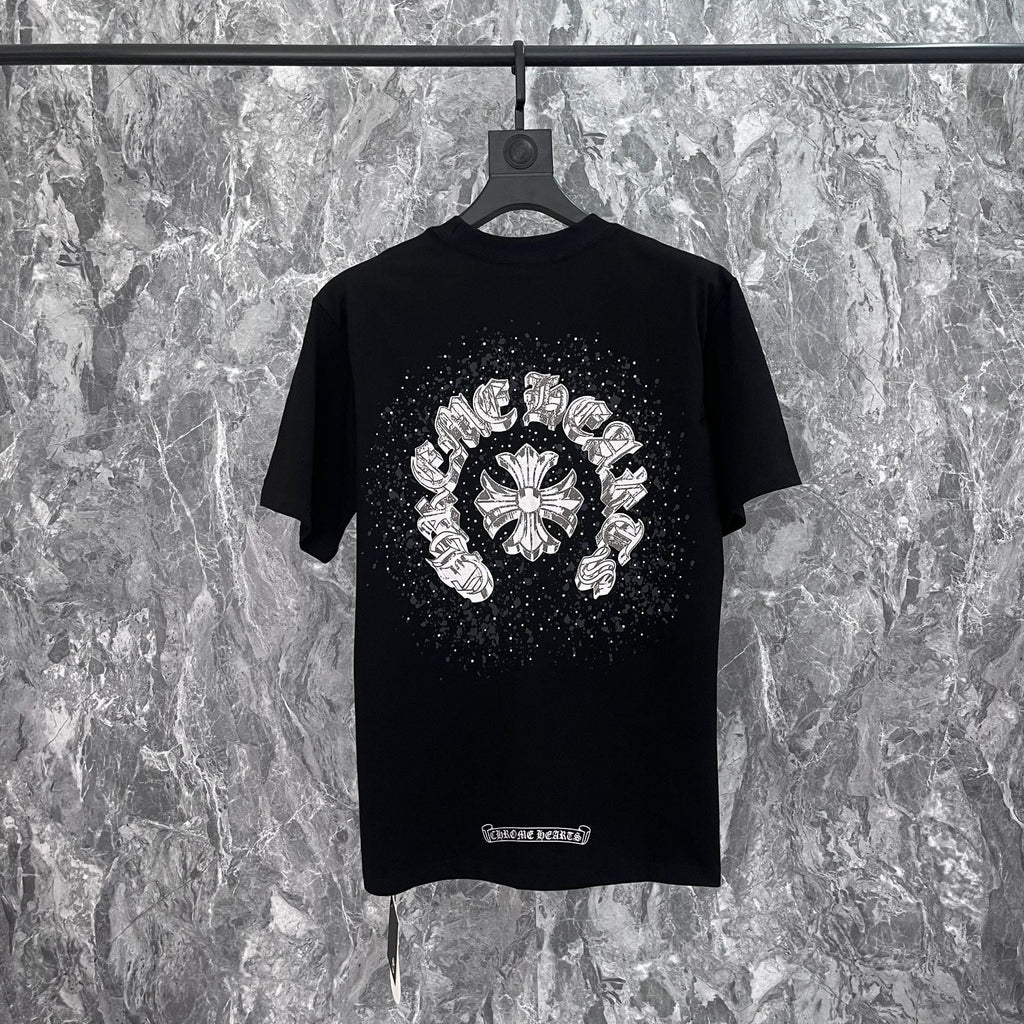 Chrome Heart T Shirts Cross Print Short Sleeve T-Shirt Loose